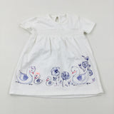 Swans Appliqued White Jersey Dress - Girls 18-24 Months