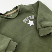 'Super' Star Khaki Sweatshirt - Boys 3-6 Months