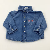 'Happy' Blue Long Sleeve Denim Shirt - Boys 3-6 Months