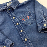 'Happy' Blue Long Sleeve Denim Shirt - Boys 3-6 Months