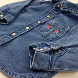 'Happy' Blue Long Sleeve Denim Shirt - Boys 3-6 Months