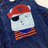 Pirate Appliqued Blue Dungarees - Boys 6-9 Months