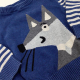 Fox Blue Knitted Jumper - Boys 3-6 Months