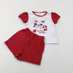 'My Little Garden!' Ladybird & Butterfly Spotty Red & White Short Pyjamas - Girls 18-24 Months