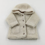 White Fluffy Winter Jacket - Boys 3-6 Months