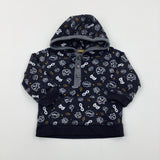 'Wow!' Patterned Black Lightweight Hoodie - Boys 3-6 Months