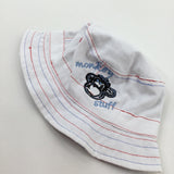 **NEW** 'Monkey Stuff' Monkey Appliqued White Sun Hat - Boys 6-9 Months