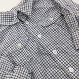 Blue & Grey Checked Long Sleeve Shirt - Boys 3-6 Months