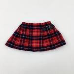 Red & Navy Wool Mix Pleated Kilt Style Skirt - Girls 3-6 Months