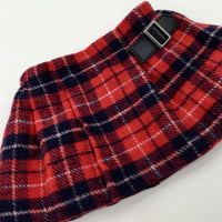 Red & Navy Wool Mix Pleated Kilt Style Skirt - Girls 3-6 Months