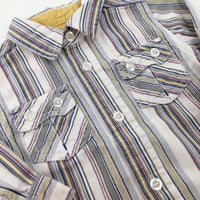 Colourful Striped White Shirt - Boys 6-9 Months