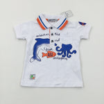 **NEW** 'Fish Octopus' White Polo Shirt - Boys 3-6 Months