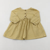 Patterned Mustard Yellow Jersey Dress - Girls 3-6 Months