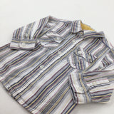 Colourful Striped White Shirt - Boys 6-9 Months