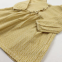 Patterned Mustard Yellow Jersey Dress - Girls 3-6 Months