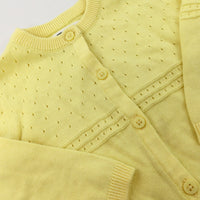 Patterned Yellow Knitted Cardigan - Girls 3-6 Months