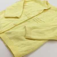 Patterned Yellow Knitted Cardigan - Girls 3-6 Months