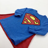 Superman Blue & Red Long Sleeve Top With Detachable Cape - Boys 6-9 Months