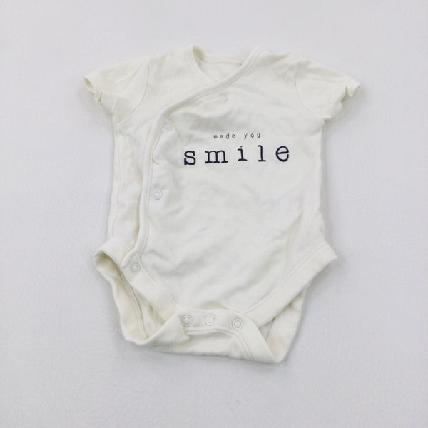 'Made You Smile' Cream Bodysuit - Boys 3-6 Months