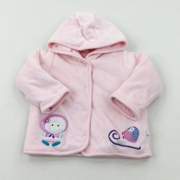 Eskimo Appliqued Pink Winter Jacket - Girls 3-6 Months