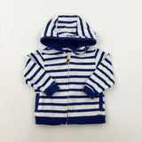 Navy & White Striped Hoodie - Boys 6-9 Months