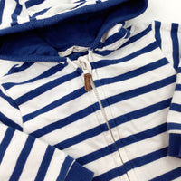 Navy & White Striped Hoodie - Boys 6-9 Months