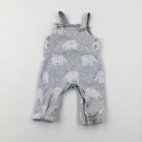 Elephants Grey Dungarees - Boys 3-6 Months