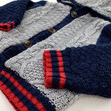 Grey & Navy Fleece Lined Knitted Hoodie - Boys 6-9 Months