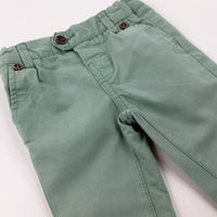 Smart Green Trousers With Adjustable Waist - Boys 6-9 Months