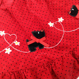 Dogs Appliqued Spotty Red Dress - Girls 3-6 Months