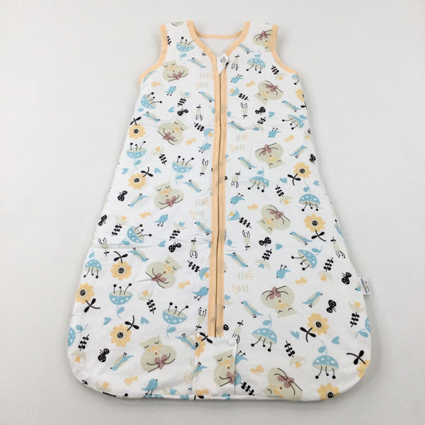 **NEW** Colourful Birds & Flowers Cream Sleeping Bag - Girls 6-9 Months