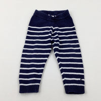 Navy Striped Knitted Trousers - Boys 6-9 Months