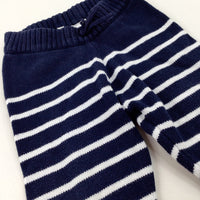 Navy Striped Knitted Trousers - Boys 6-9 Months