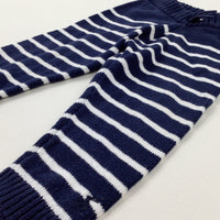 Navy Striped Knitted Trousers - Boys 6-9 Months