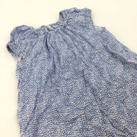 Patterned Blue & White Dress - Girls 6-9 Months