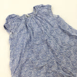 Patterned Blue & White Dress - Girls 6-9 Months