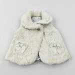 Smart Cream Fluffy Gilet - Girls 6-9 Months