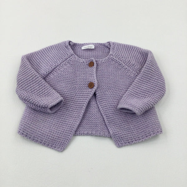 Lilac Heavyweight Knitted Cardigan - Girls 3-6 Months