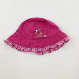 'Little Friends' Giraffe Appliqued Pink Sun Hat - Girls 6-9 Months