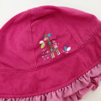 'Little Friends' Giraffe Appliqued Pink Sun Hat - Girls 6-9 Months