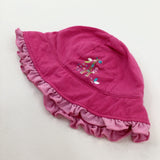 'Little Friends' Giraffe Appliqued Pink Sun Hat - Girls 6-9 Months