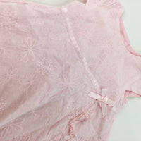 Flowers Embroidered Pink Dress - Girls 6-9 Months