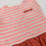 Coral Striped Dress - Girls 6-9 Months