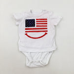 Amercian Flag White Bodysuit - Girls 6-9 Months