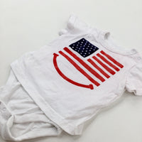 Amercian Flag White Bodysuit - Girls 6-9 Months