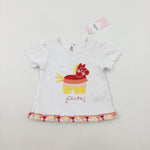 **NEW** 'Pinata!' Appliqued Colourful White T-Shirt - Girls 6-9 Months