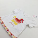 **NEW** 'Pinata!' Appliqued Colourful White T-Shirt - Girls 6-9 Months