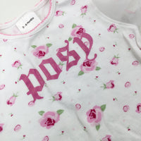 'Posh' Flowers White T-Shirt - Girls 3-6 Months