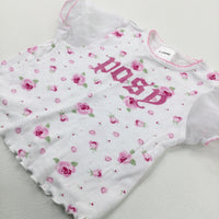 'Posh' Flowers White T-Shirt - Girls 3-6 Months