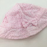 Bow Pink Cotton Sun Hat - Girls 6-9 Months